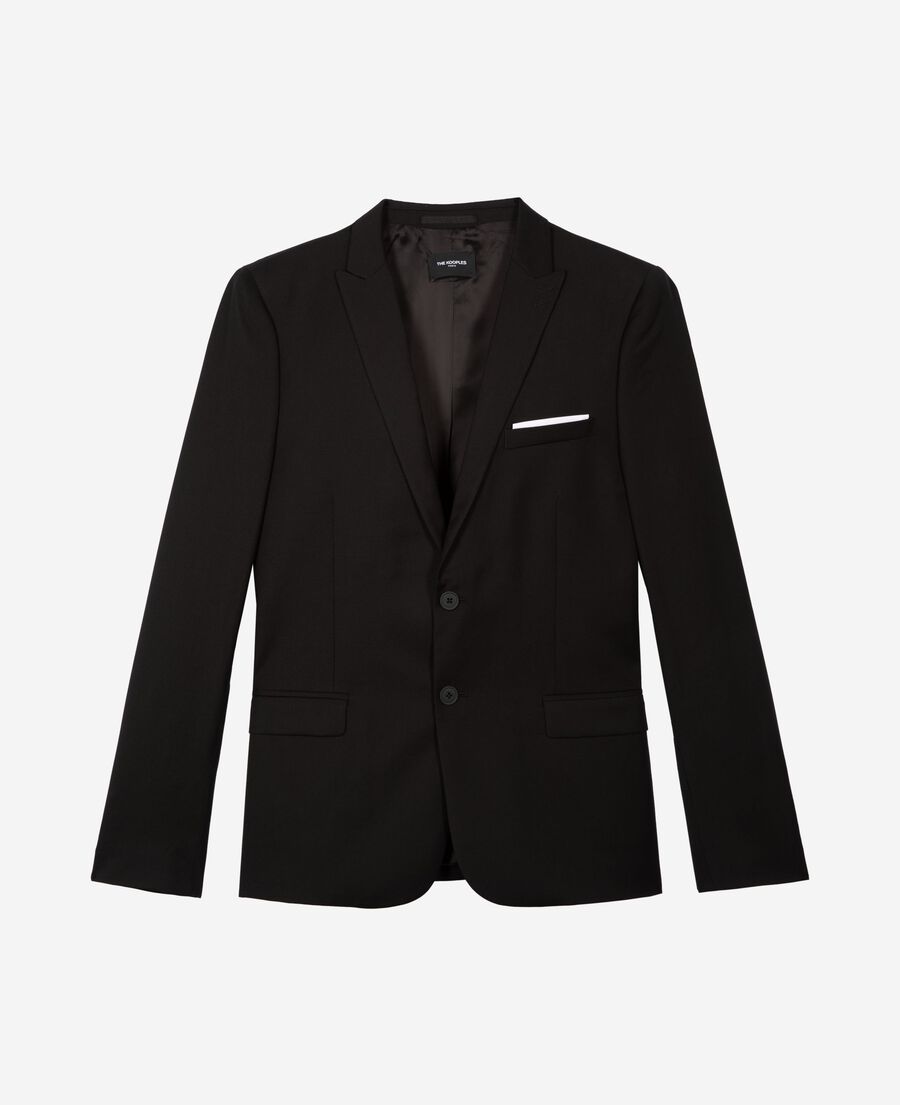 The Kooples H BLACK black wool slim fit suit jacket
