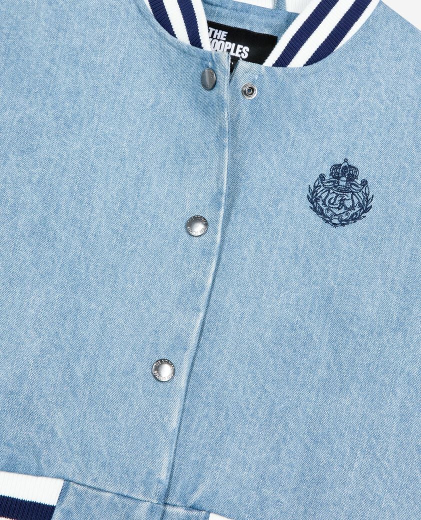 The Kooples F BLUE WHITE short-sleeved teddy jacket in denim
