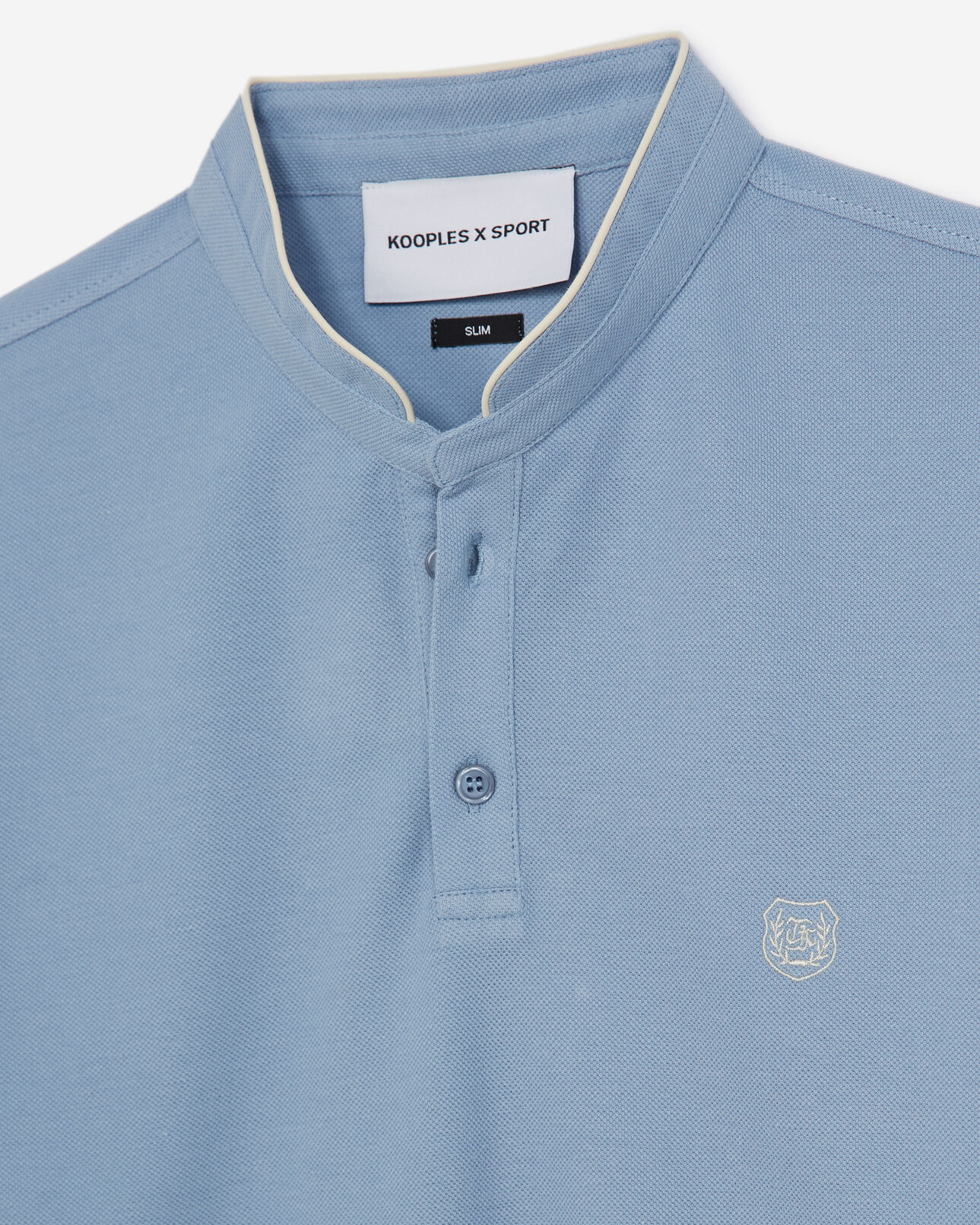 The Kooples MEN SKY BLUE / LIGHT BEIGE blue polo with logo