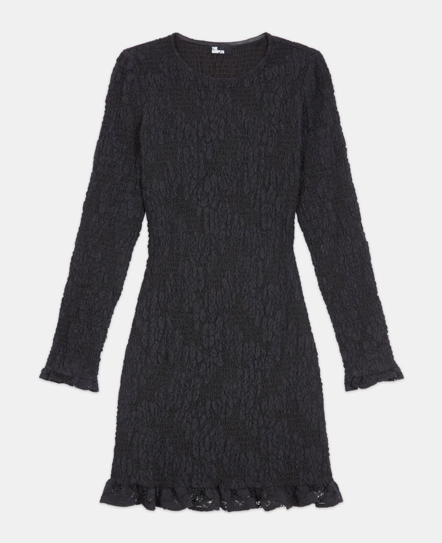 The Kooples FEMME BLACK robe courte en dentelle noire