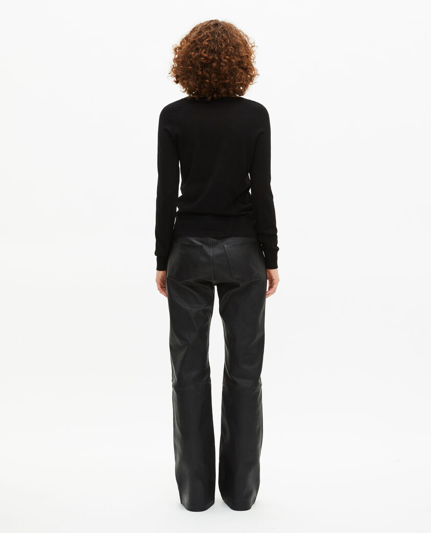 The Kooples FEMME BLACK pull col v en laine m&eacute;rinos noir