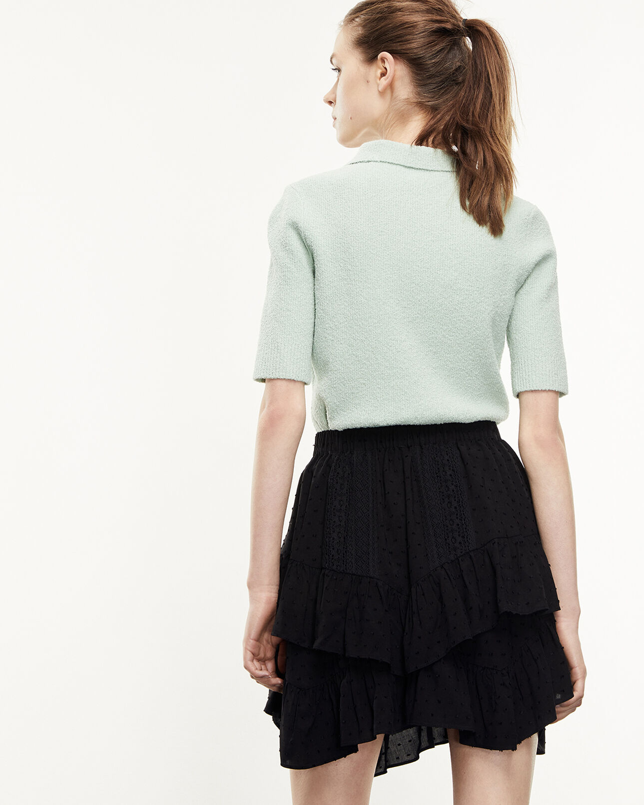 The Kooples DAMEN MINT poloshirt grün tailliert geknöpft