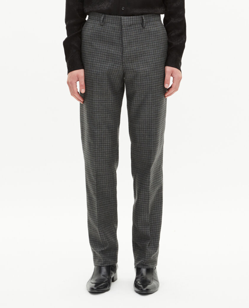 The Kooples MEN GREY black and grey houndstooth straight-leg suit pants