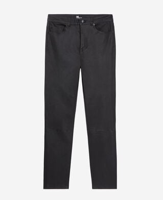 The Kooples FEMME BLACK pantalon slim en cuir noir