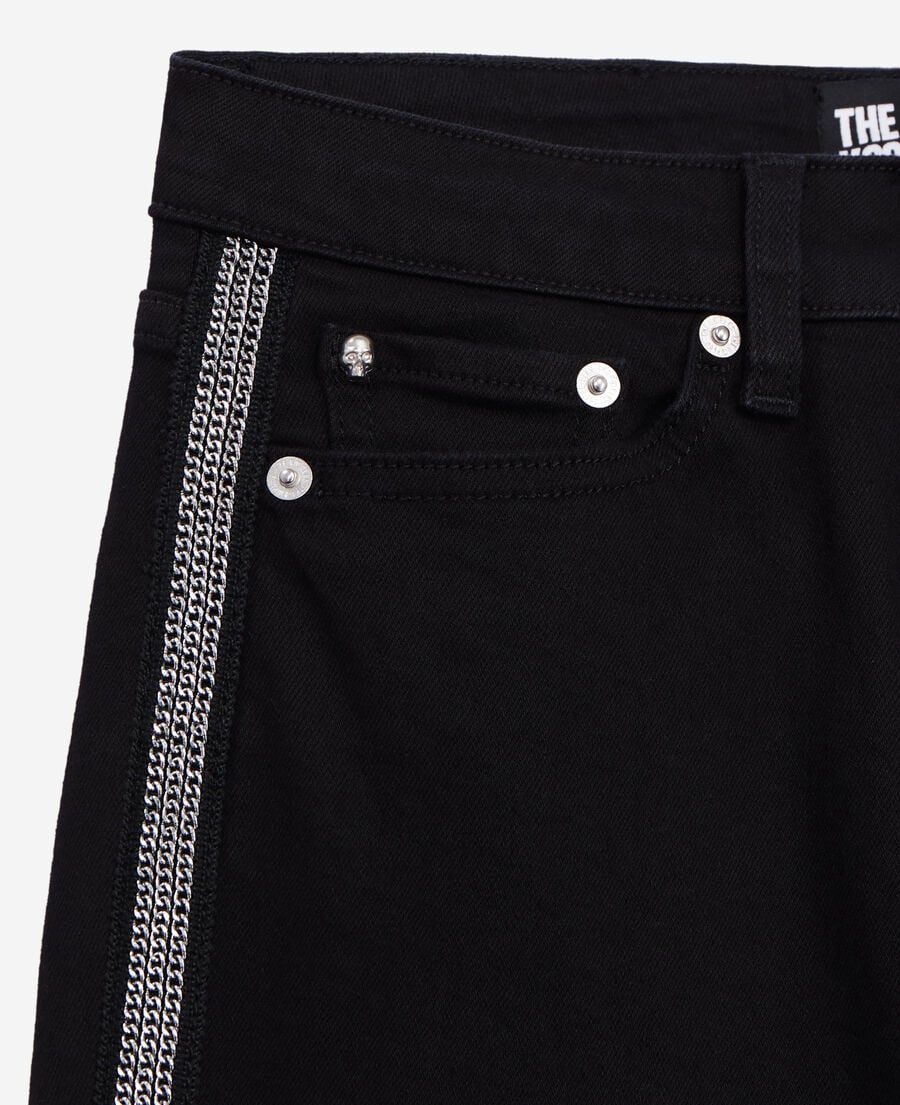 The Kooples MUJER BLACK WASHED vaqueros slim negros cadenas