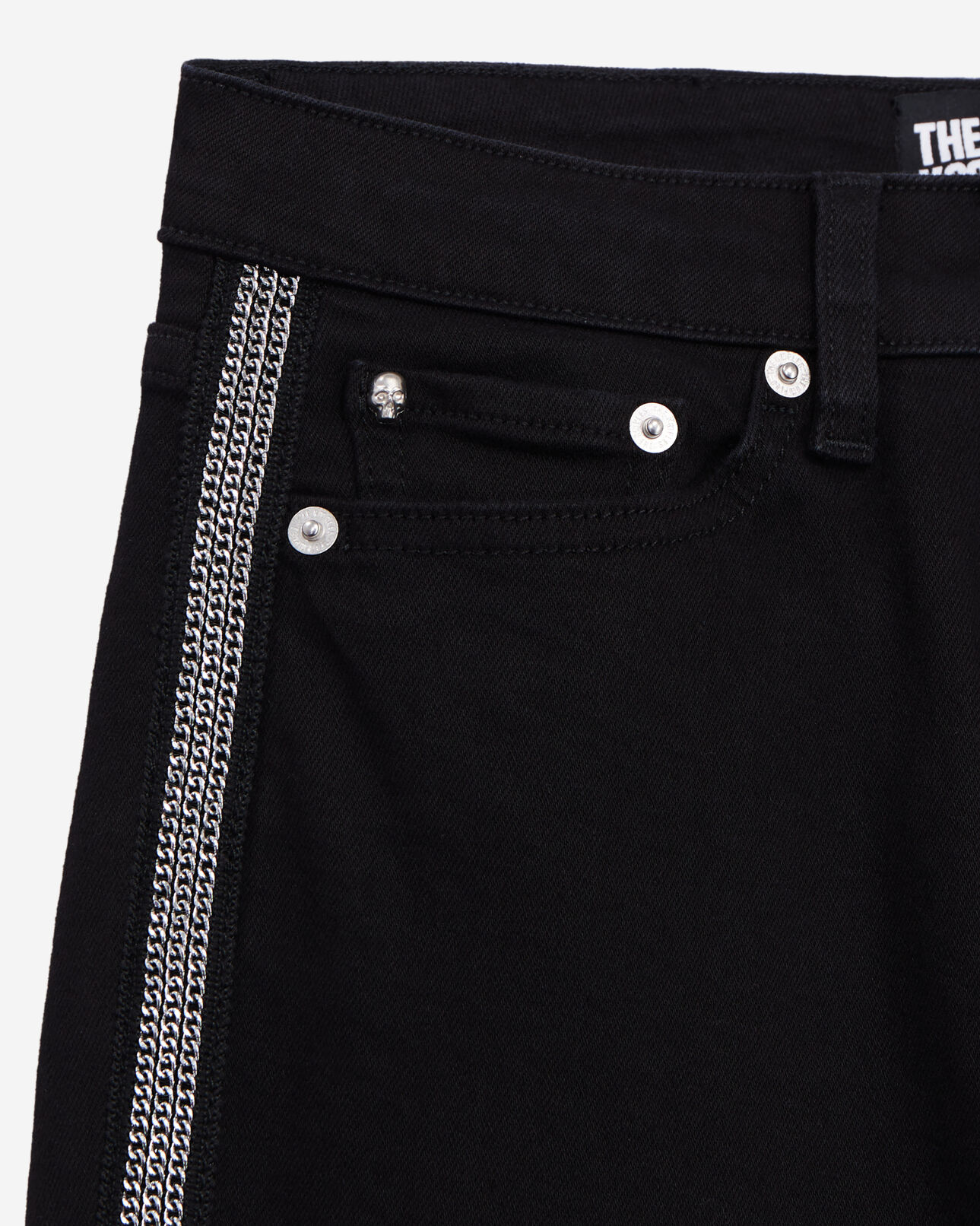 The Kooples WOMEN BLACK WASHED black slim jeans with chains