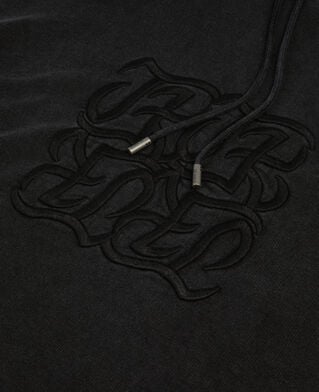 The Kooples MEN BLACK WASHED black hoodie with logo embroidery