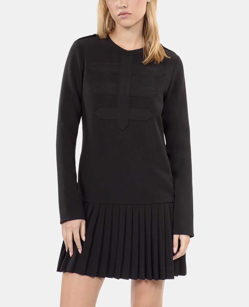 The Kooples DAMEN BLACK schwarzes kurzes faltenkleid