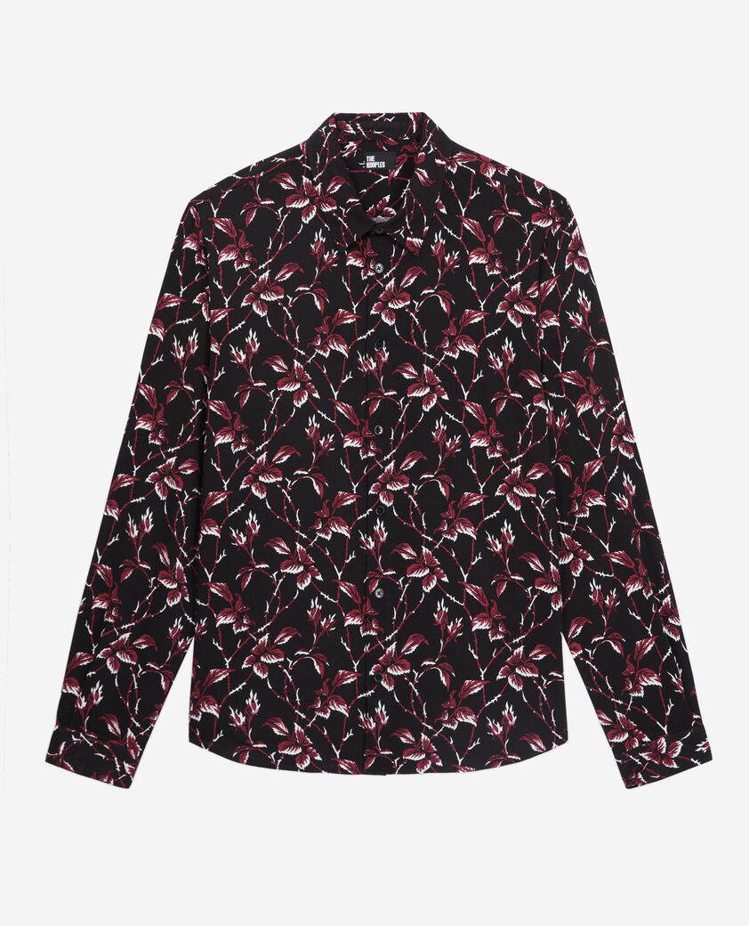 The Kooples HOMME BLACK - BURGUNDY chemise imprimée