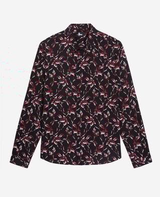 The Kooples HERREN BLACK - BURGUNDY bedrucktes hemd