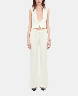 The Kooples F ECRU ecru wool and cotton flared suit trousers