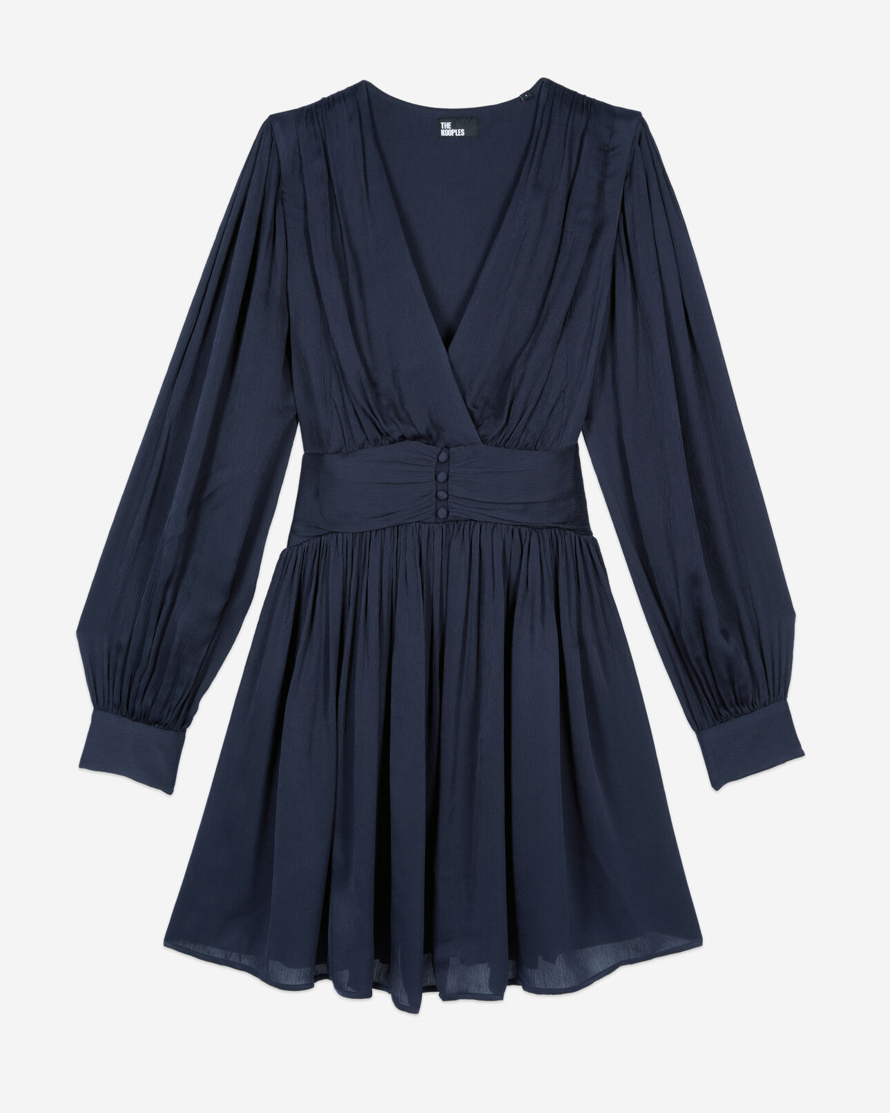The Kooples FEMME DARK NAVY robe courte tissu crinckle bleu marine