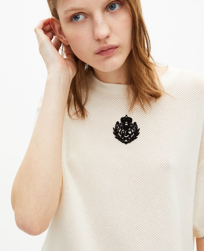 The Kooples WOMEN ECRU t-shirt with ecru honeycomb crest