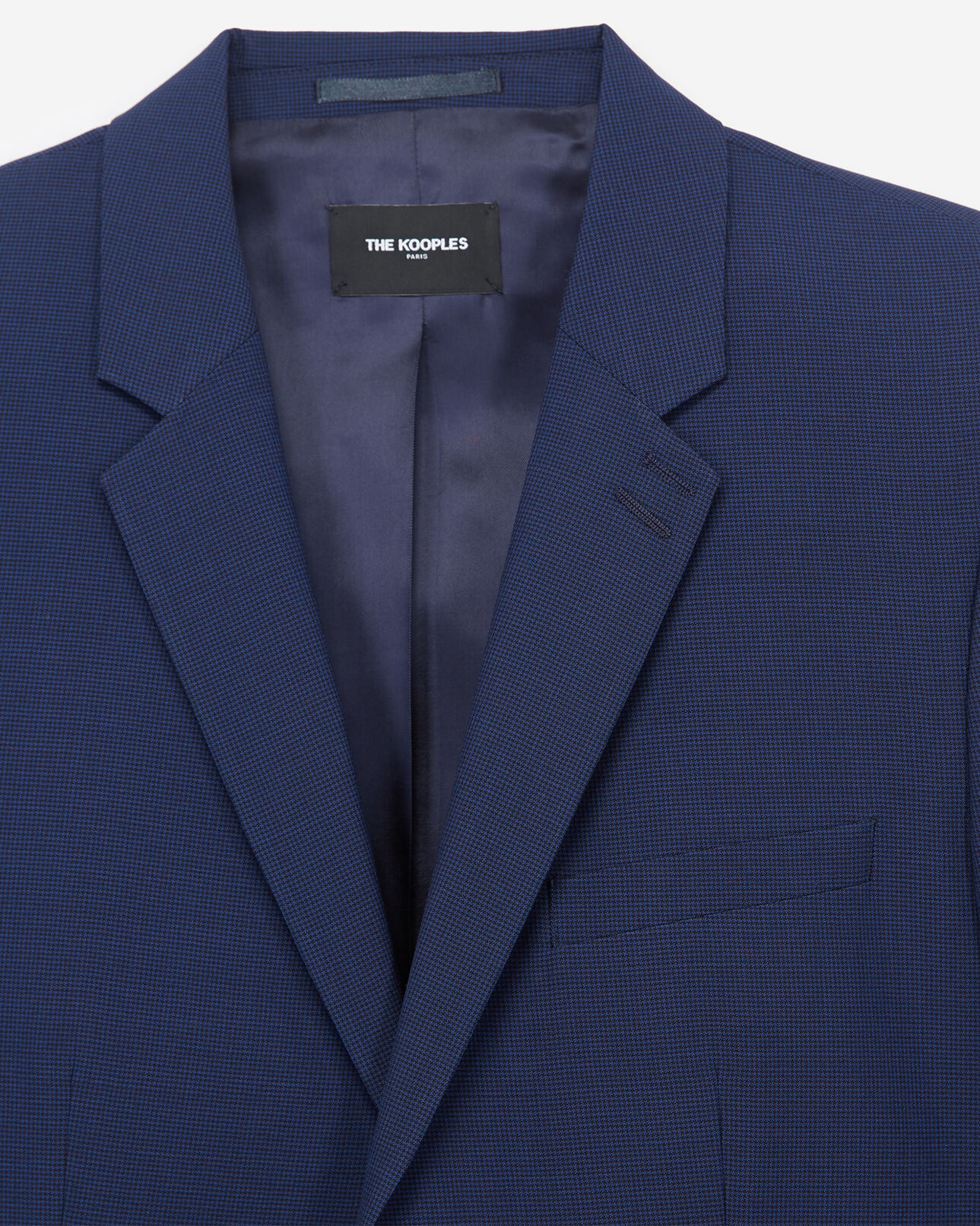 The Kooples MEN BLACK BLUE slim-fit, dark blue wool suit jacket with houndstooth motif