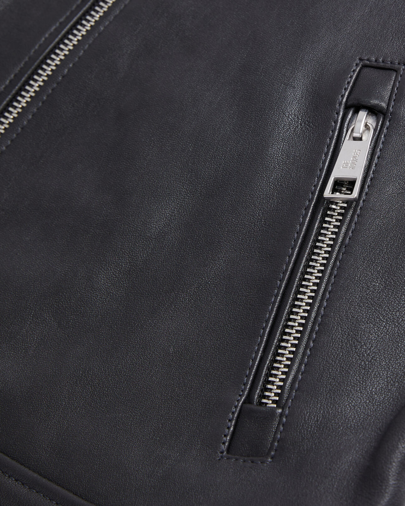 The Kooples MEN BLACK black leather jacket with quilted details