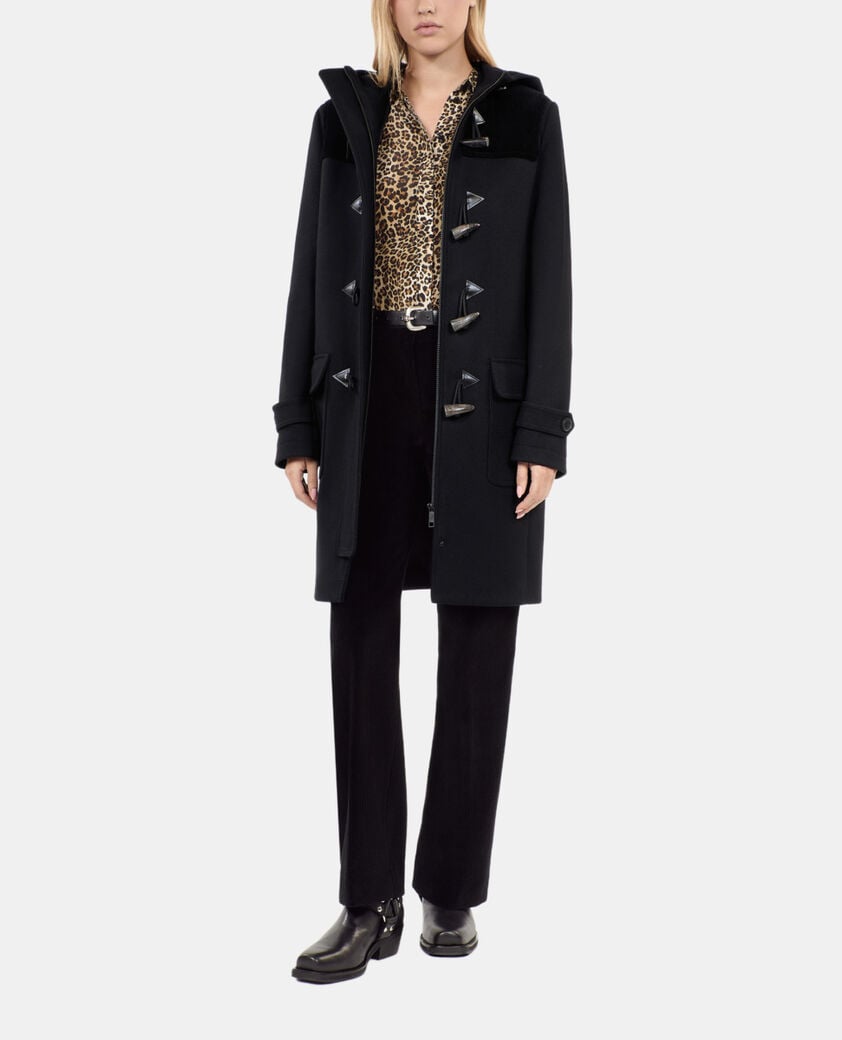 The Kooples FEMME BLACK caban à capuche noir