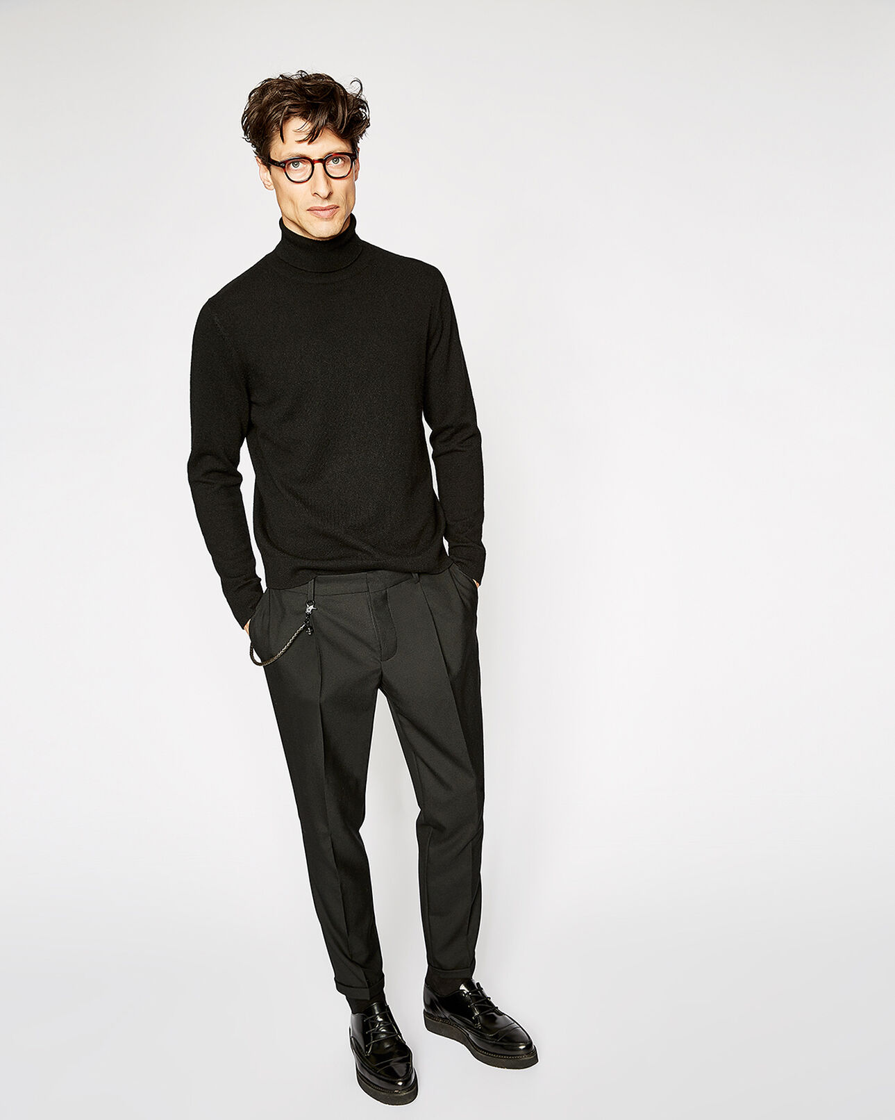 The Kooples HERREN BLACK schwarze chinohose mit abnehmbarem kettchen