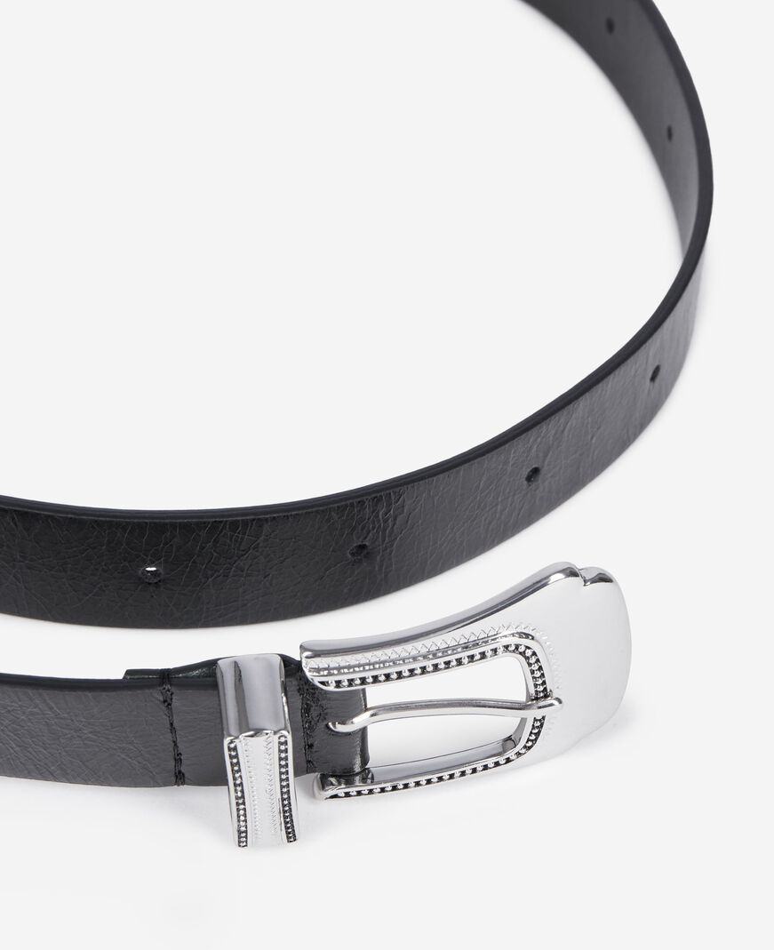 The Kooples FEMME BLACK ceinture fine en cuir noire