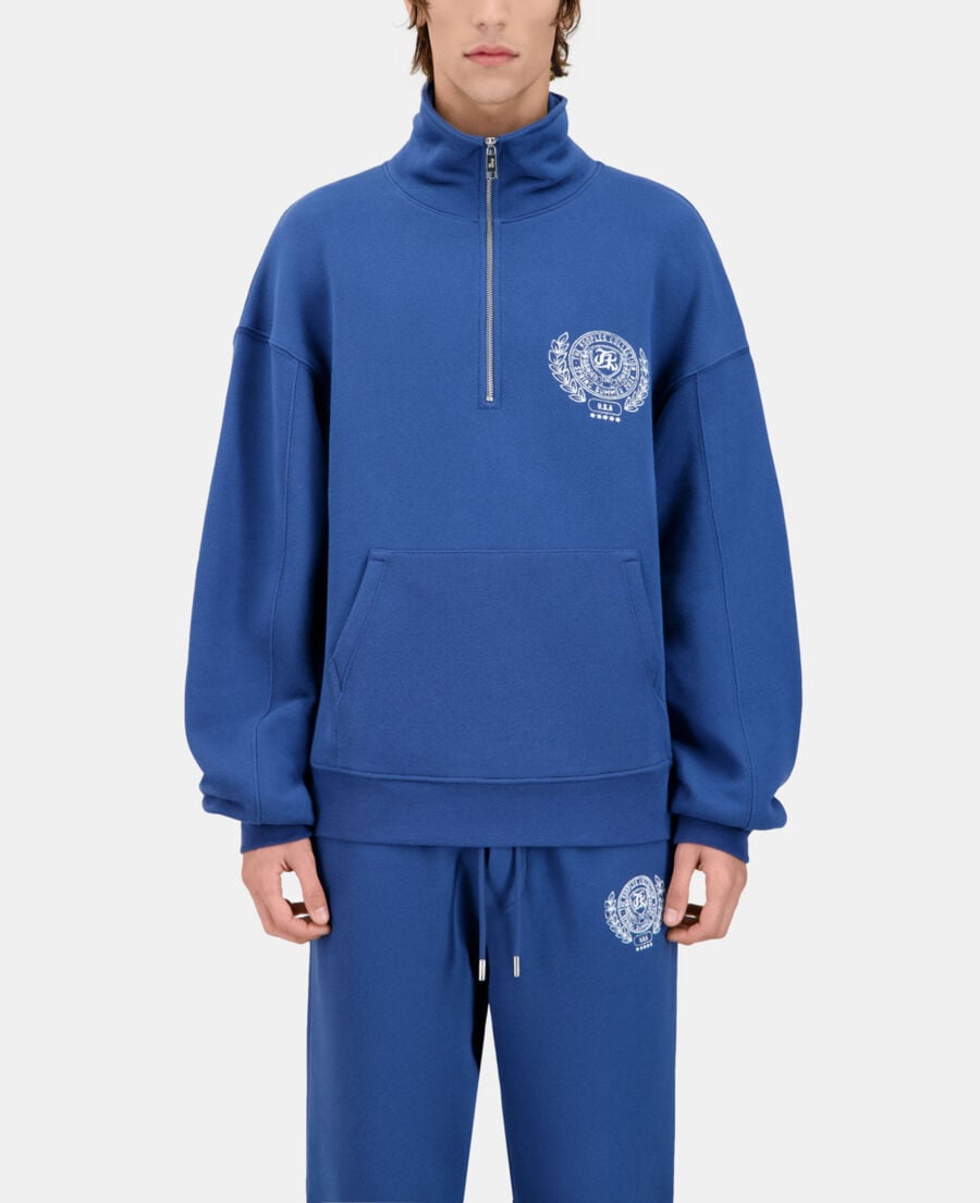 The Kooples MEN MIDDLE NAVY royal blue sweatshirt with blazon serigraphy