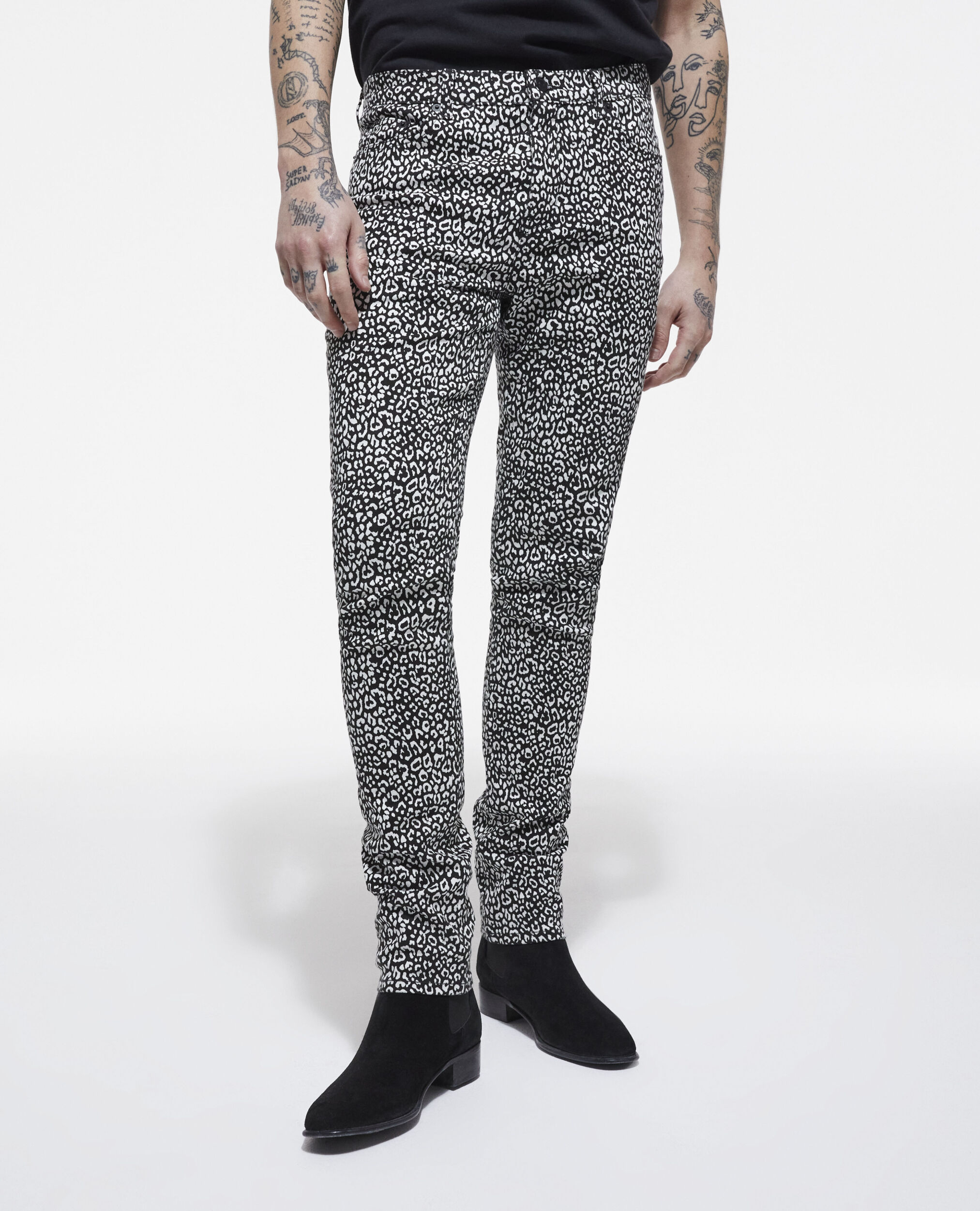 Vaqueros slim leopardo negros, BLACK, hi-res image number null