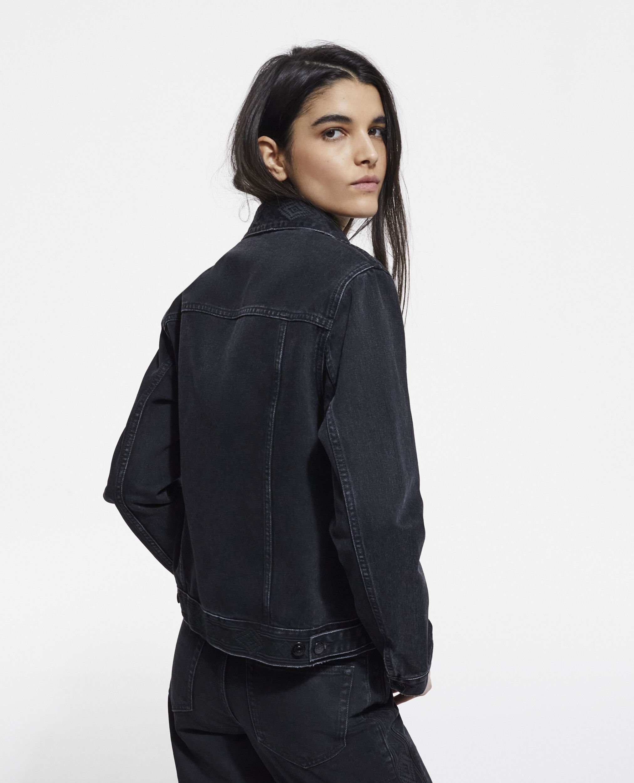 Black denim jacket, BLACK WASHED, hi-res image number null