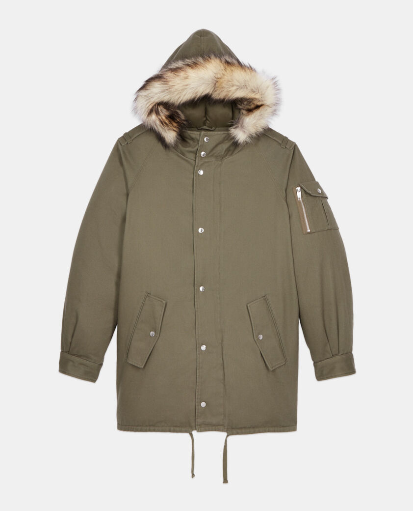 The Kooples HOMME KAKI parka à capuche kaki
