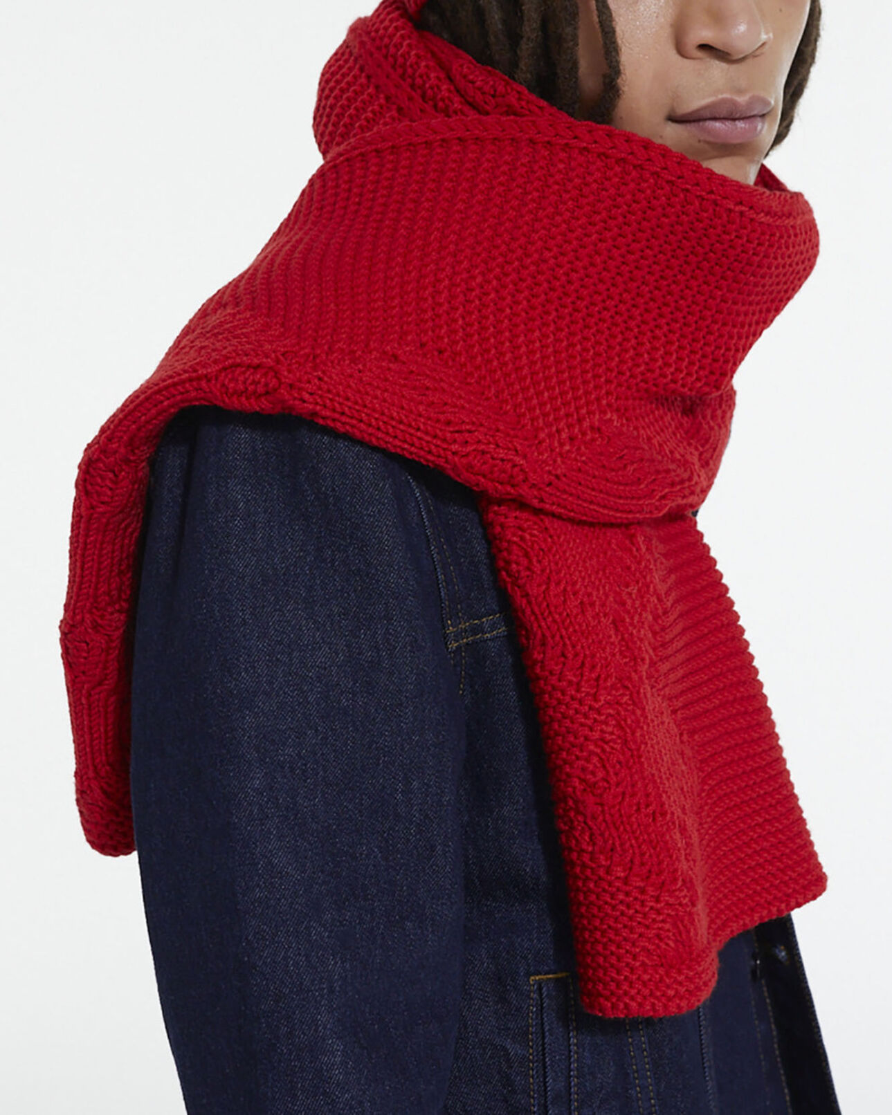 The Kooples MIXED TANGO RED red wool scarf