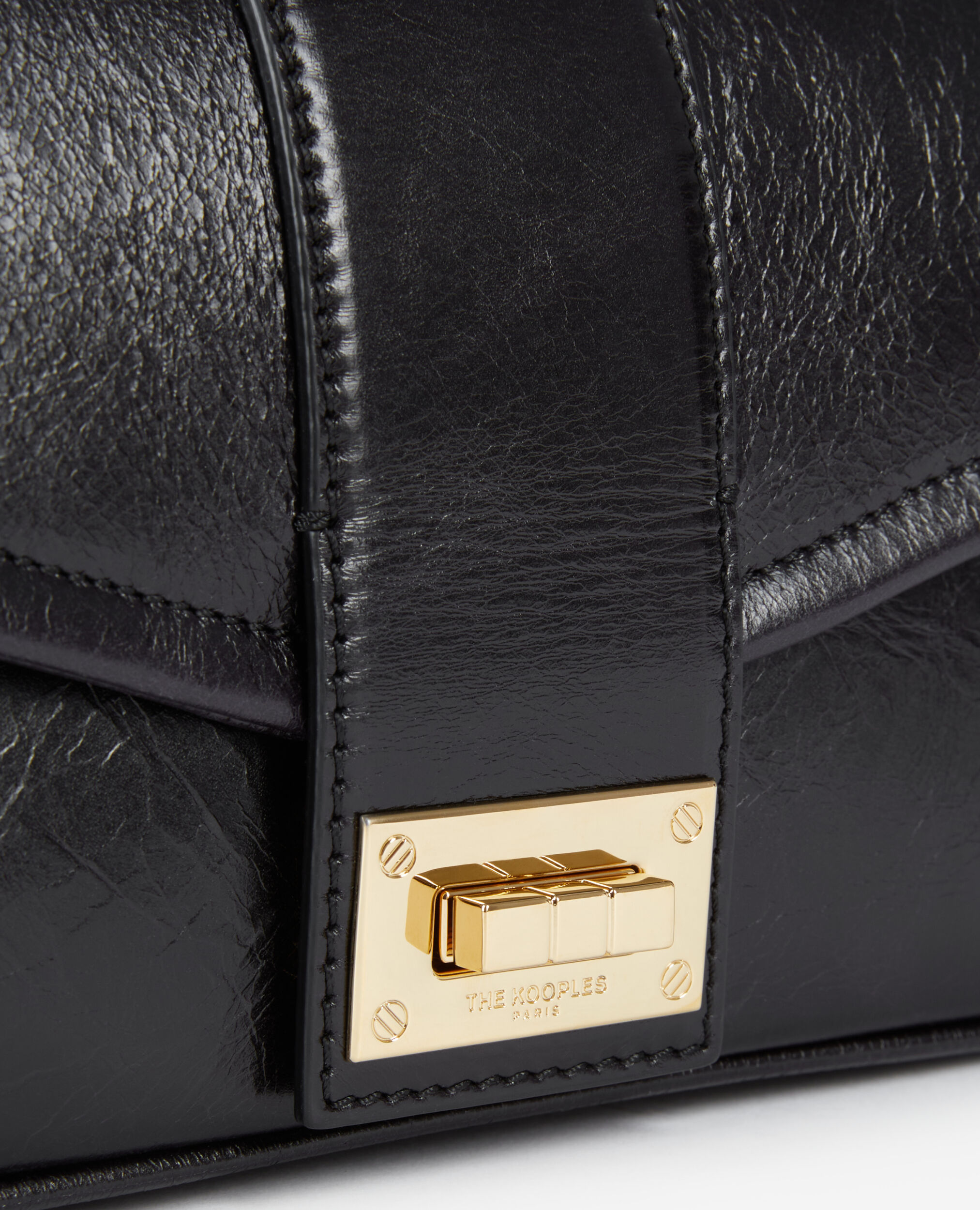 Pochette longue en cuir noir The Kooples France