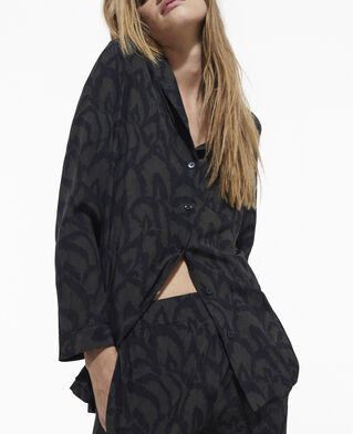 The Kooples F KAKI BLACK printed silk shirt