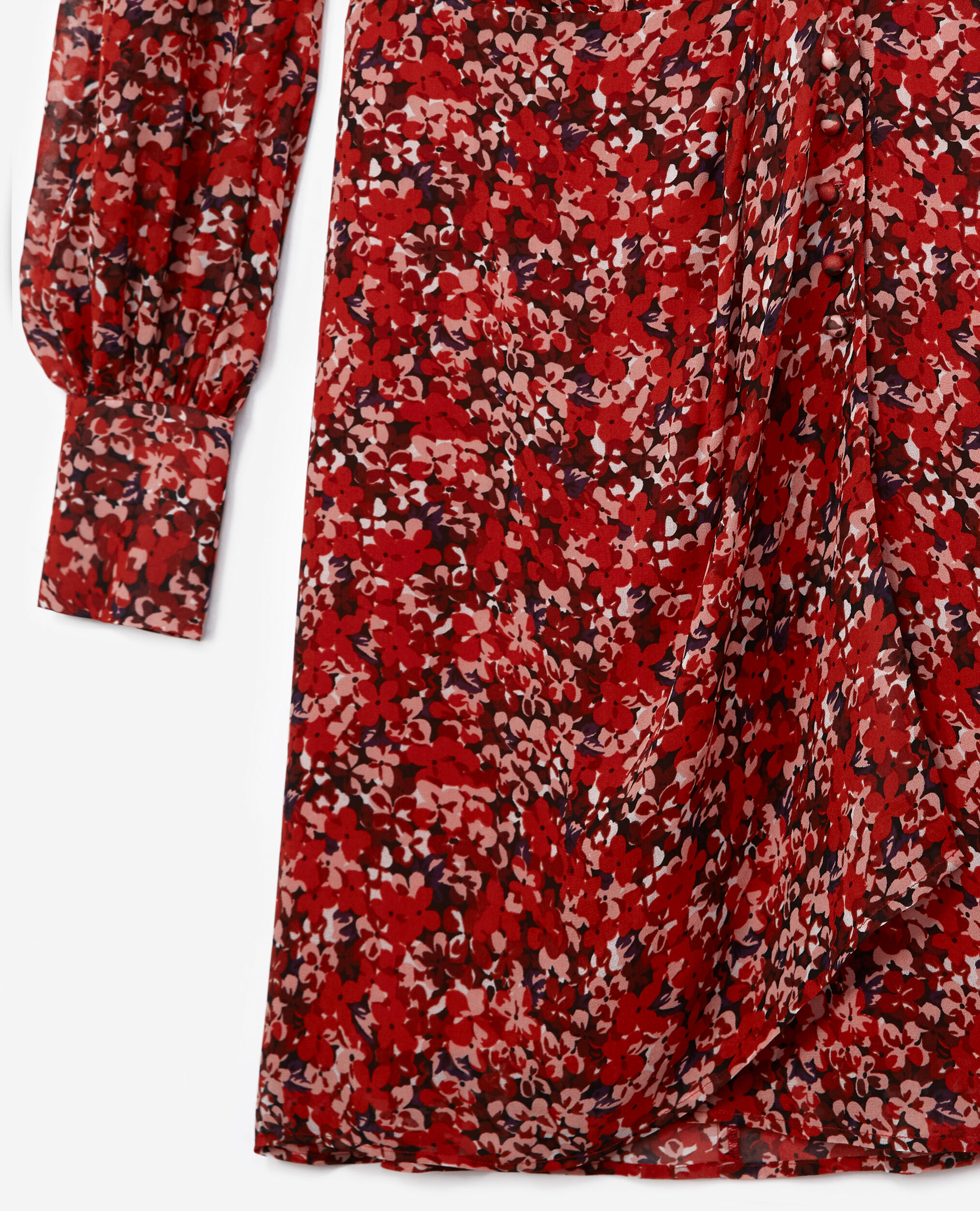 Flowing red dress with floral motif, RED, hi-res image number null