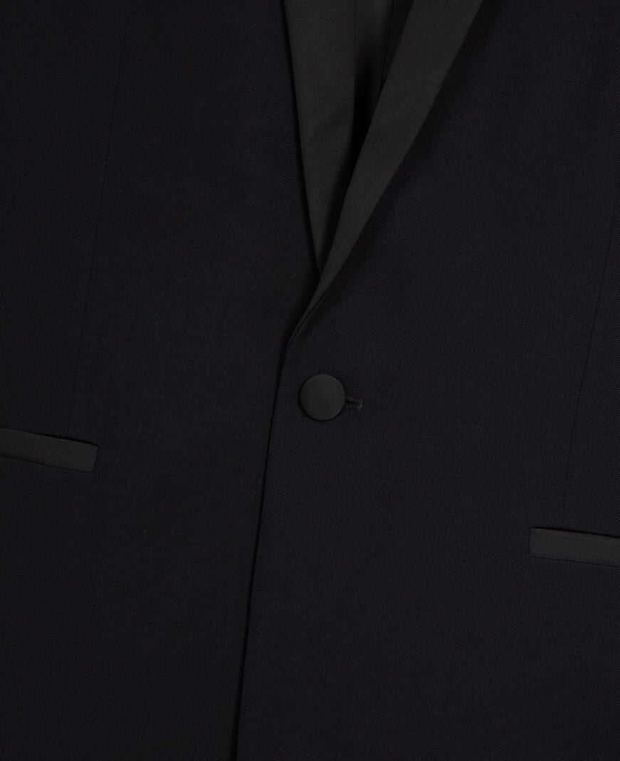 The Kooples MEN BLACK black slim fit satin detail tuxedo jacket