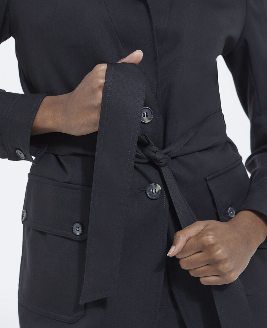 flowing black tencel jacket with pockets