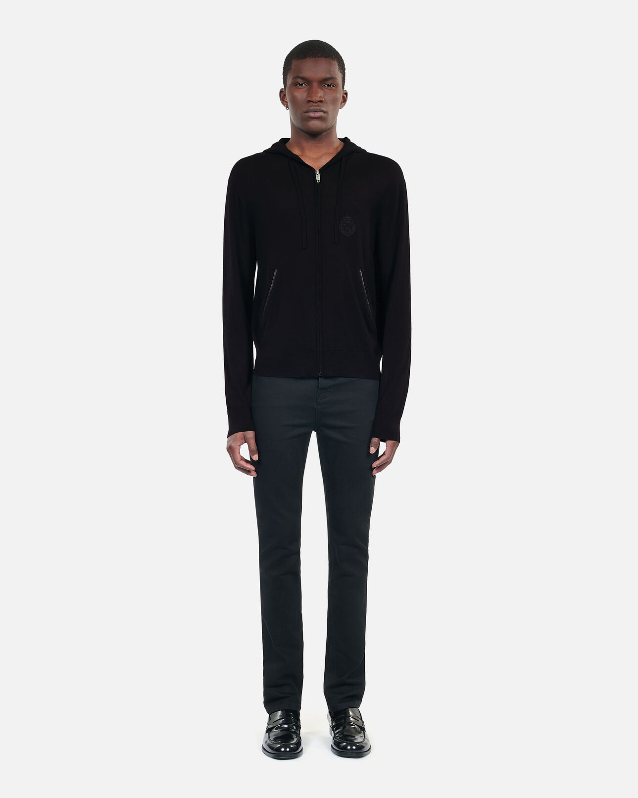 The Kooples MEN BLACK black wool hooded cardigan