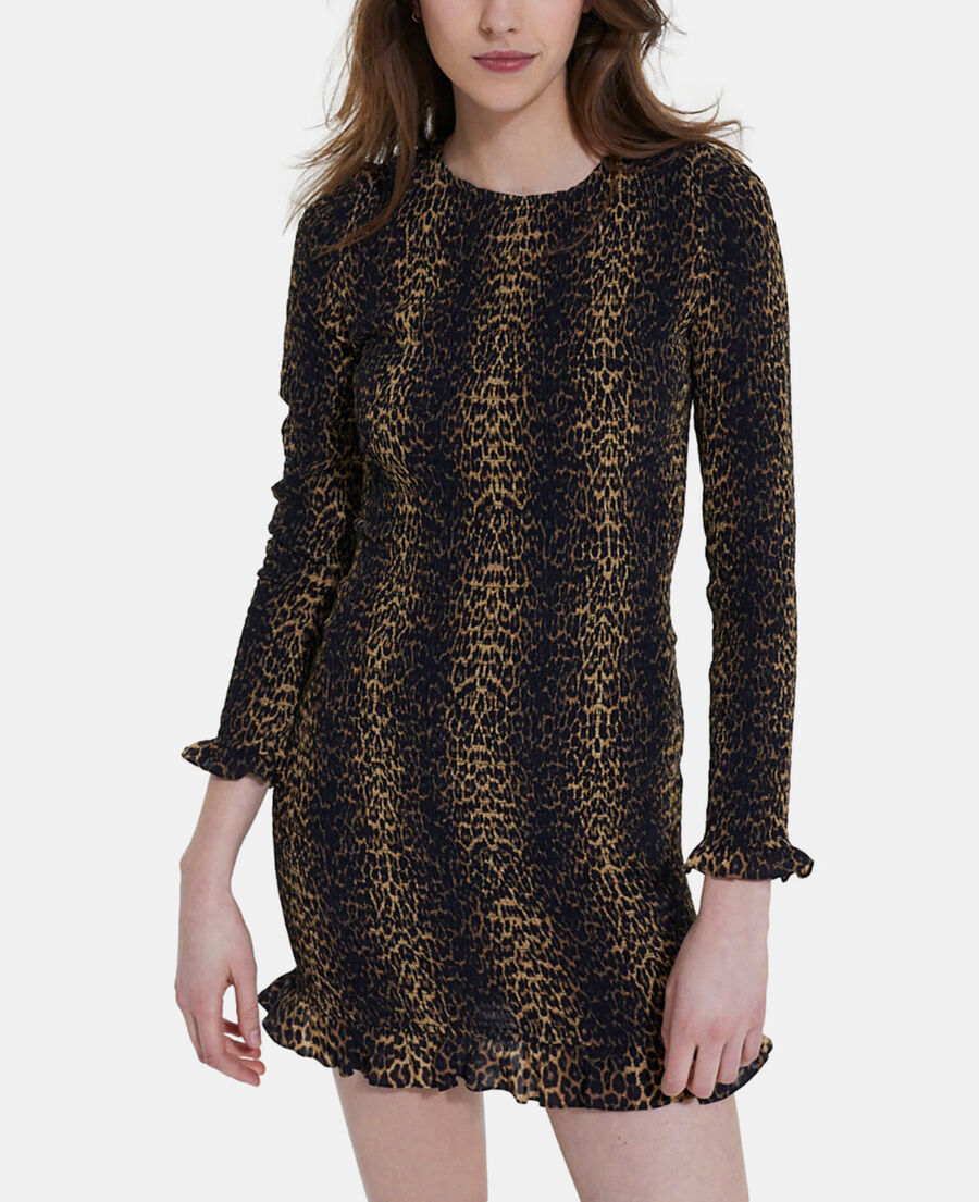 kurzes kleid mit leopardenmotiv