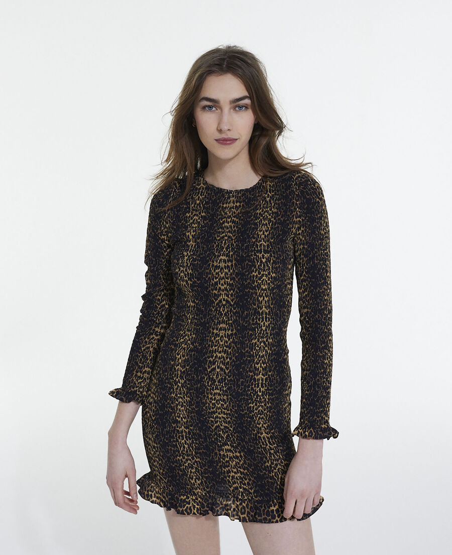 kurzes kleid mit leopardenmotiv