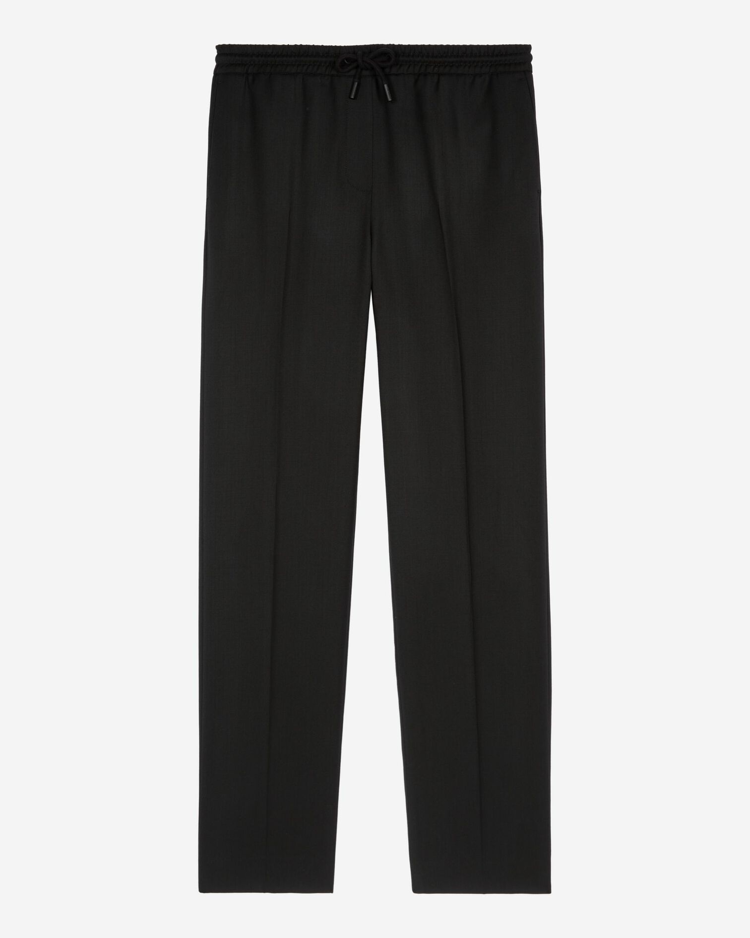 Straight-cut black wool pants, BLACK, hi-res image number null