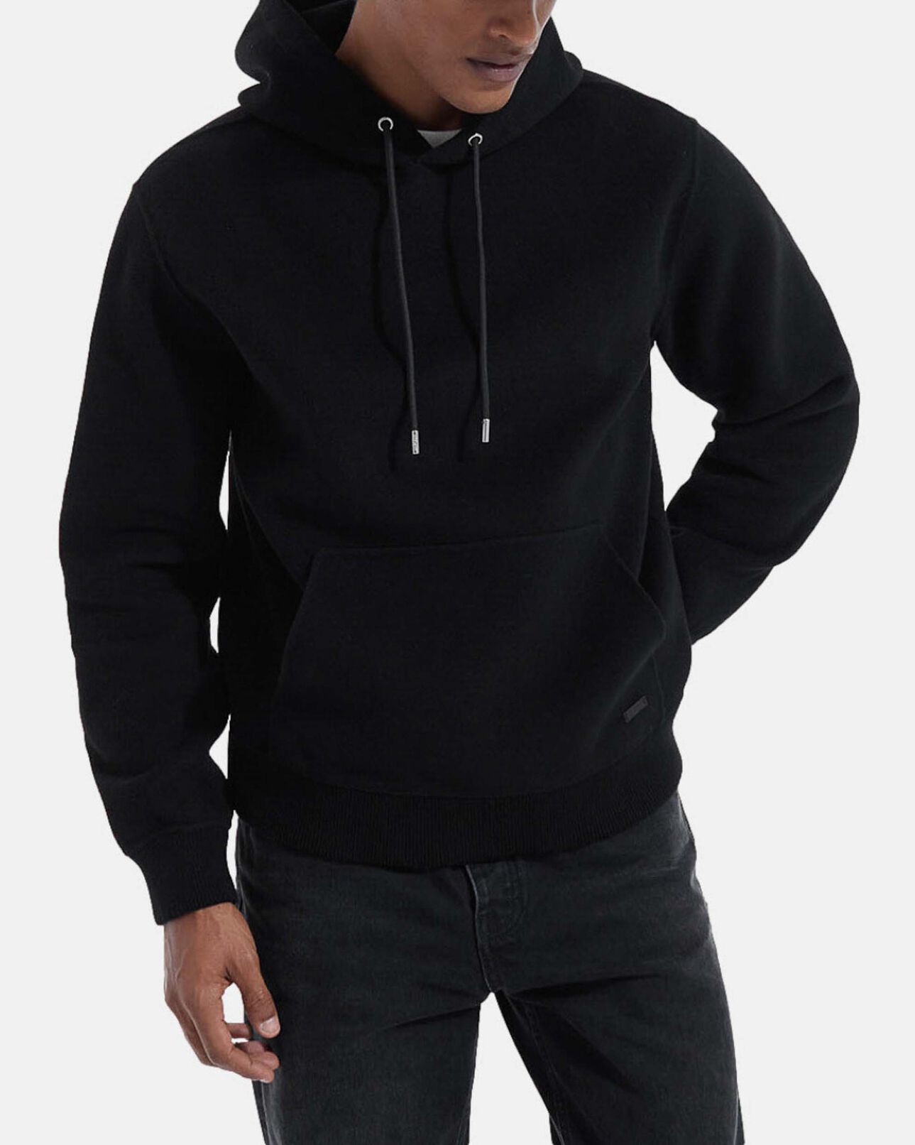 The Kooples HOMME BLACK sweat laine double face noire à capuche