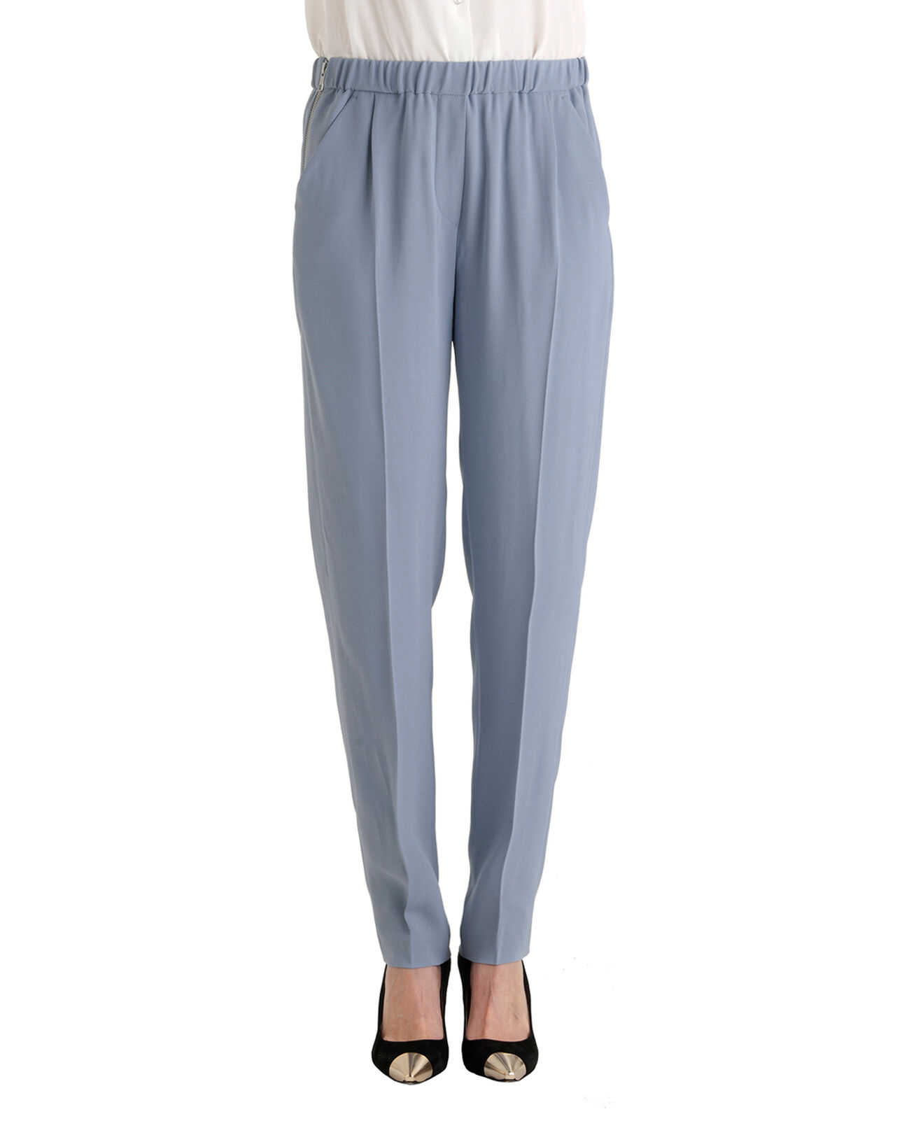 The Kooples WOMEN BLUE GREY zipped trousers