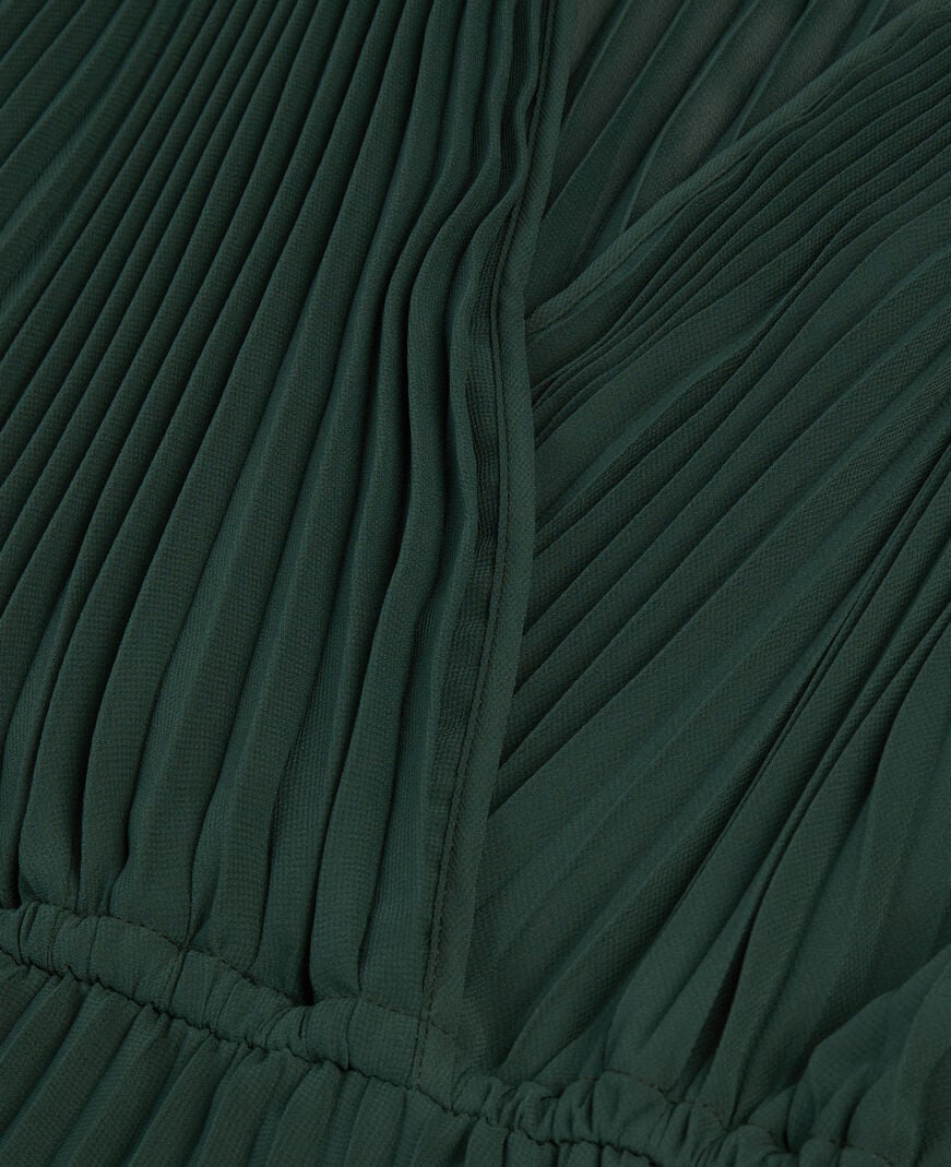 The Kooples WOMEN WOOD KAKI green pleated long dress