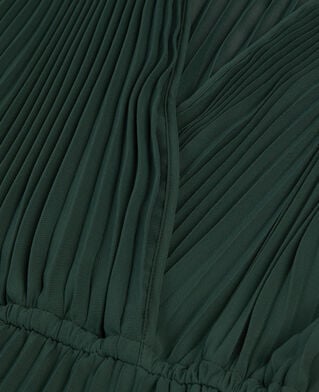 The Kooples WOMEN WOOD KAKI green pleated long dress