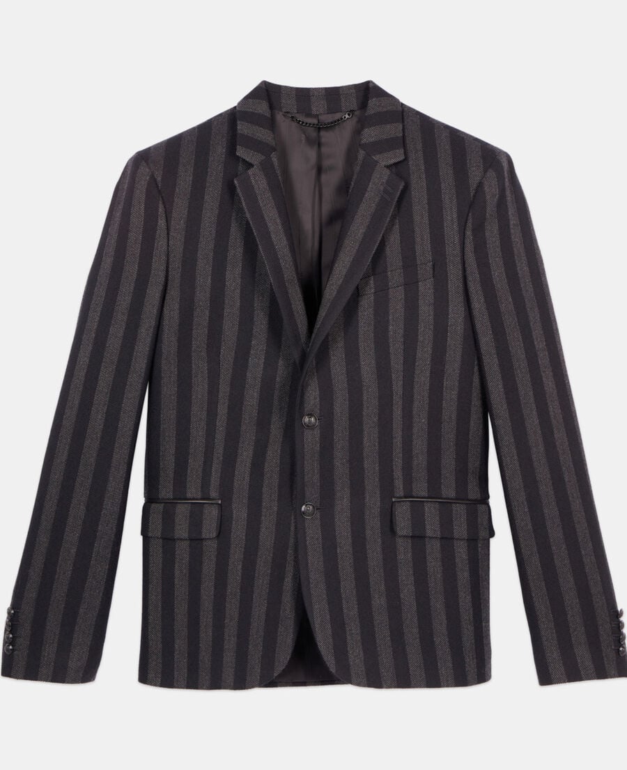 The Kooples H BLACK GREY striped wool blazer