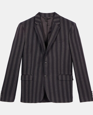 The Kooples H BLACK GREY striped wool blazer