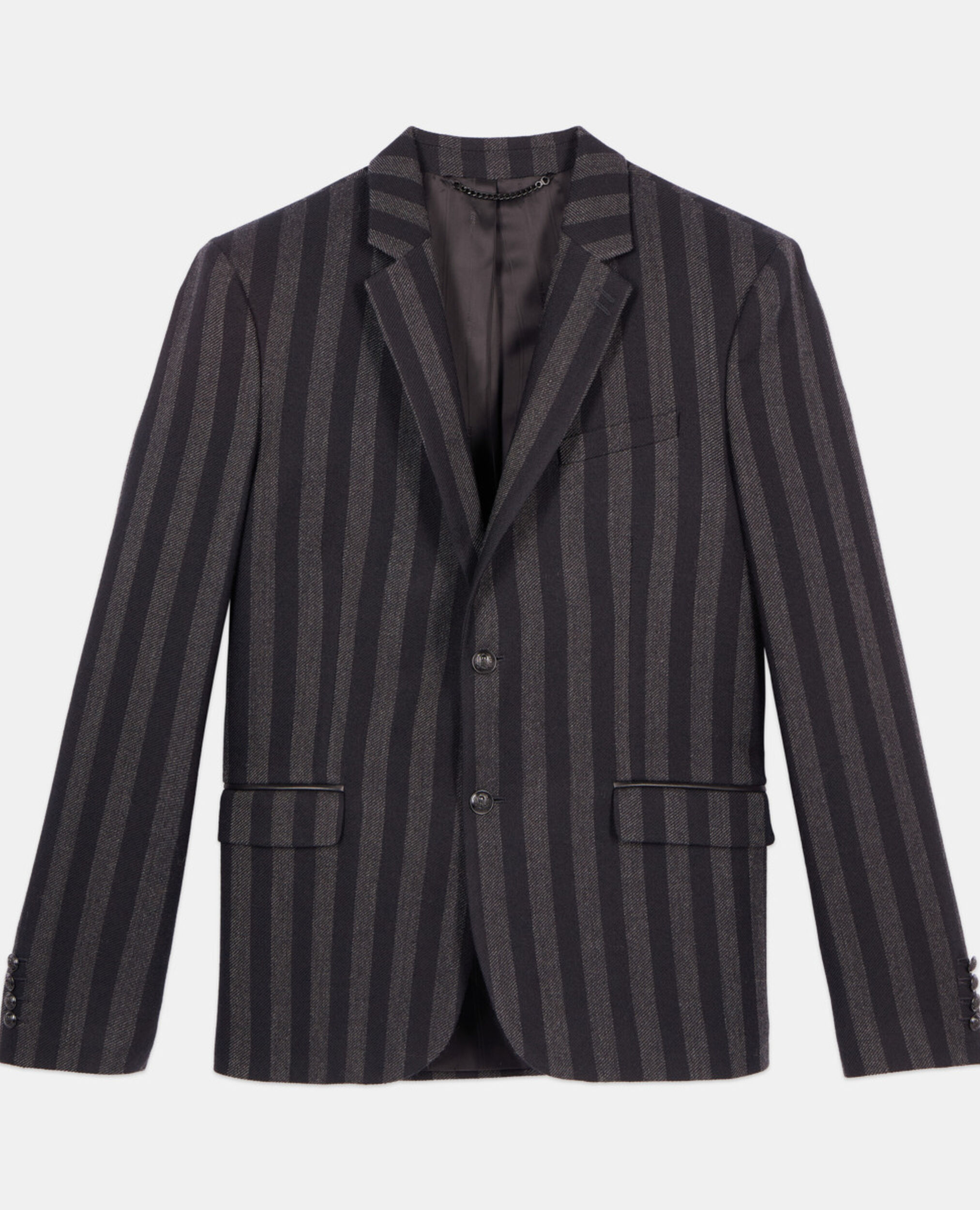 Striped wool blazer, BLACK GREY, hi-res image number null