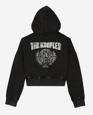 The Kooples MUJER BLACK WASHED sudadera blason negra capucha