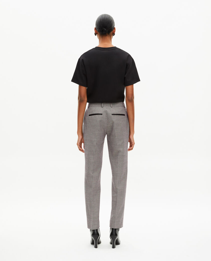 The Kooples DAMEN BLACK GREY eng anliegende schneiderhose mit hahnentrittmuster in schwarz und weiß