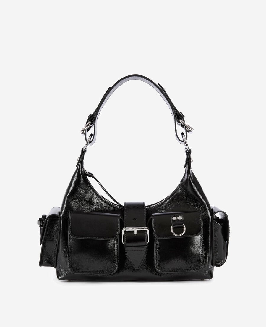 The Kooples DAMEN BLACK schwarze amelia tasche aus leder mit vintage-behandlung