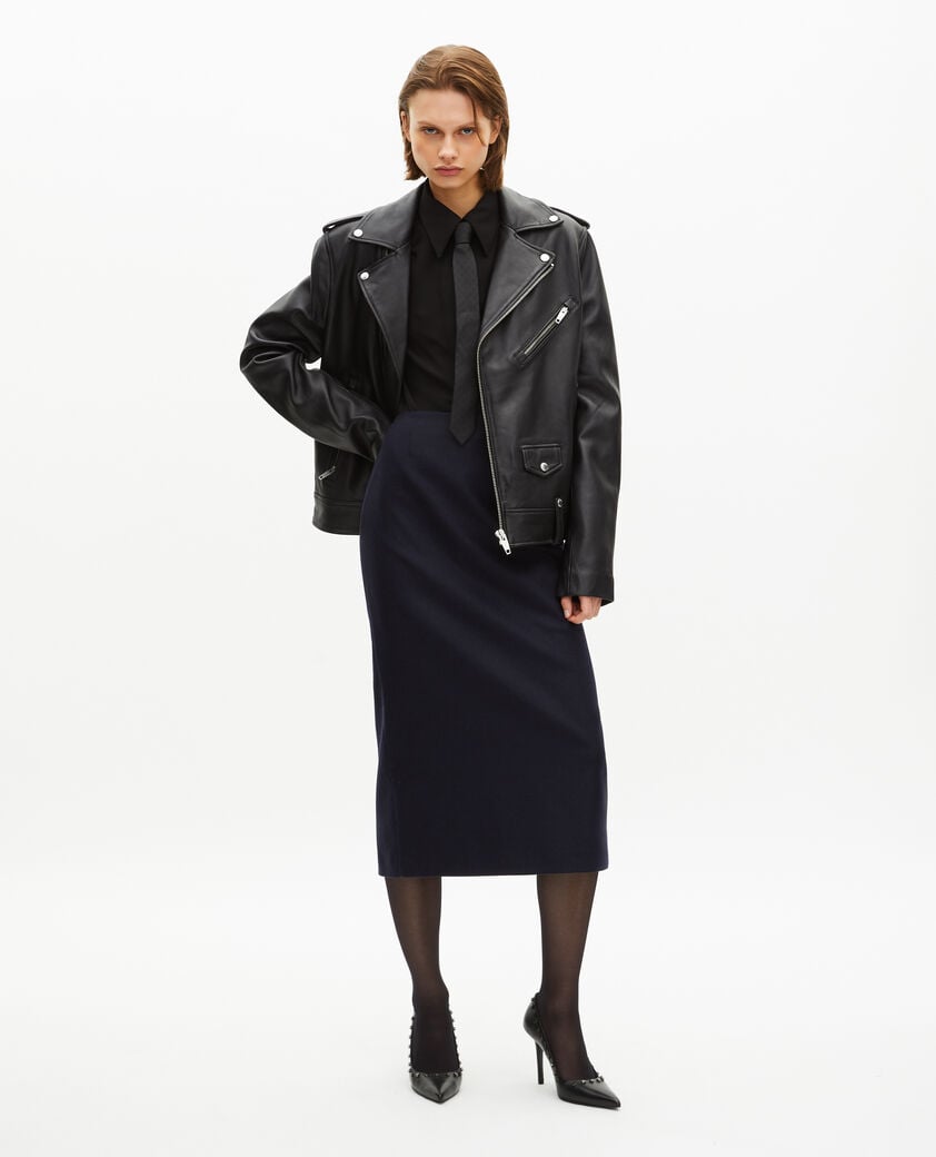 The Kooples WOMEN NAVY long navy pencil skirt