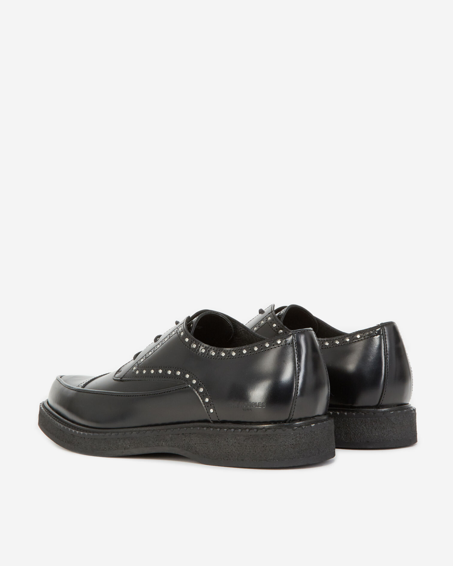 Chaussures noires cuir à détail clouté, BLACK, hi-res image number null