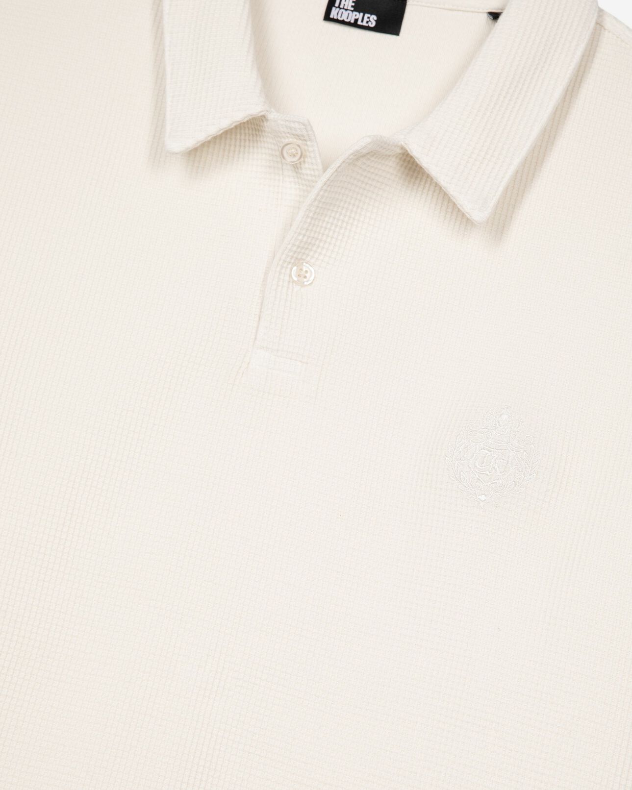 The Kooples MEN ECRU honeycomb polo shirt with ecru crest