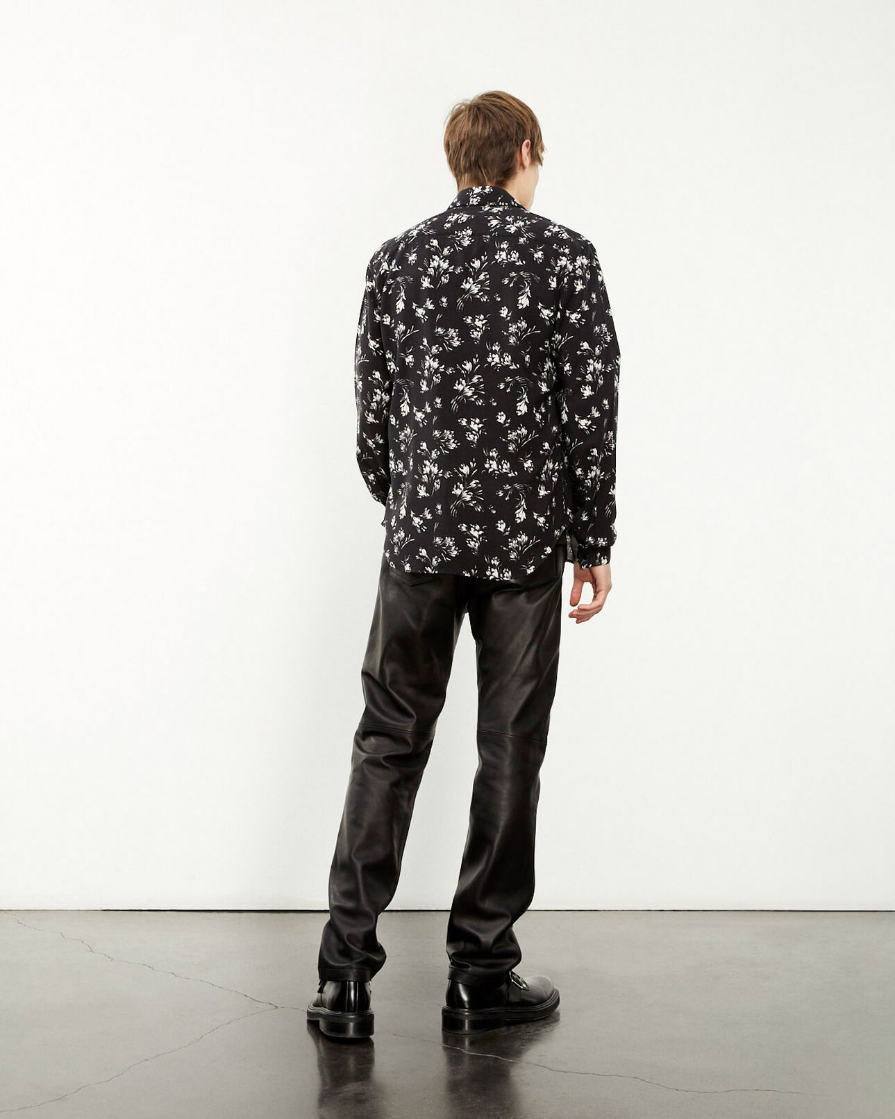 The Kooples MEN BLACK WHITE flowing black and white floral shirt